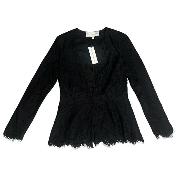 NWT women’s CUPCAKES AND CASHMERE black Tess Lace one hidden button Blazer small - Picture 3 of 9